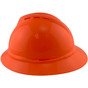 MSA Advance Full Brim Vented Hard hat with 4 point Ratchet Suspension Hi Viz Orange - Left View