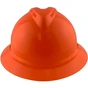 MSA Advance Full Brim Vented Hard hat with 4 point Ratchet Suspension Hi Viz Orange - Front View
