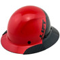 DAX Fiberglass Composite Hard Hat - Full Brim Glossy Black and Red 
Oblique View