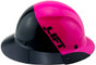 DAX Fiberglass Composite Hard Hat - Full Brim Glossy Black and High Vision Pink - Right View