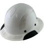 Actual Carbon Fiber Hard Hat - Full Brim White with Reflective White Decal Kit Applied ~ Oblique View