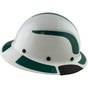 Actual Carbon Fiber Hard Hat - Full Brim White with Reflective Green Decal Kit Applied ~ Right Side View

