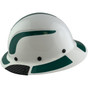 Actual Carbon Fiber Hard Hat - Full Brim White with Reflective Green Decal Kit Applied ~ Left Side View
