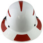 Actual Carbon Fiber Hard Hat - Full Brim White with Reflective Red Decal Kit Applied ~ Back  View
