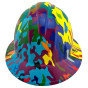 Neon Camo Design Full Brim Hydro Dipped Hard Hats
Front View