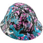 Glamour Blue and Pink Camo Design Full Brim Hydro Dipped Hard Hats
Left Side Oblique View
