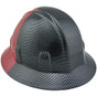 50-50 Black and Red Carbon Fiber Design Full Brim Hydro Dipped Hard Hats
Right Side Oblique View