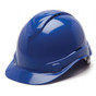 Pyramex Ridgeline VENTED Cap Style Hard Hats Blue 6 Point Suspensions
 Left Side Oblique View