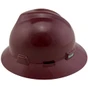 MSA V-Gard Full Brim Hard Hats with Fas-Trac Suspensions Maroon Color
  Left Side View