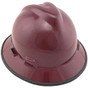 MSA V-Gard Full Brim Hard Hats with Fas-Trac Suspensions Maroon Color with Protective Edge
 Right Side Oblique View