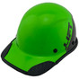 Actual Carbon Fiber Hard Hat - Cap Style Black and Green with Protective Edge 
Left Side Oblique View