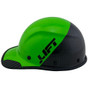 Actual Carbon Fiber Hard Hat - Cap Style Black and Green with Protective Edge 
Left Side View