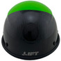 Actual Carbon Fiber Hard Hat - Cap Style Black and Green with Protective Edge 
Back View