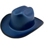 Outlaw Cowboy Hardhat with Ratchet Suspension with Optional Edge Metallic Blue 
Left Side Oblique View