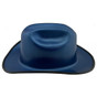 Outlaw Cowboy Hardhat with Ratchet Suspension with Optional Edge Metallic Blue 
Left Side View
