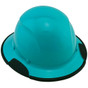 DAX Fiberglass Composite Hard Hat - Full Brim Teal with Protective Edge 
Right Side Oblique View