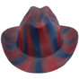 Outlaw Cowboy Hardhat with Ratchet Suspension Textured Patriotic Colors Red Blue Stripes