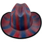 Outlaw Cowboy Hardhat with Ratchet Suspension Textured Patriotic Colors Red Blue Stripes