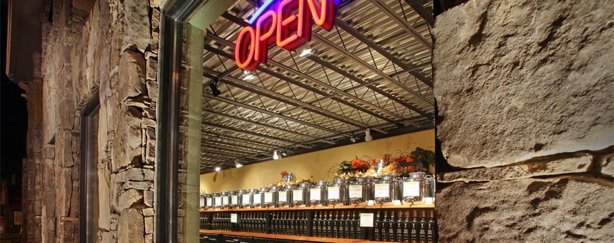 Interior of Blue Ridge Olive Oil Company in downtown Blue Ridge, Georgia