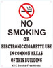 NO SMOKING OR ELECTRONIC CIGARETTE USE IN COMMON AREAS OF THIS BUILDING  SIGN