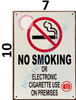 NO SMOKING OR ELECTRONIC CIGARETTE USE ON PREMISES   SIGNAGE- WHITE  SIGNAGE