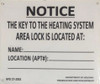 KEY TO THE HEATING SYSTEM  SIGN