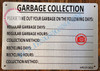 GARBAGE COLLECTION   SIGNAGE- BRUSHED ALUMINUM  SIGNAGE