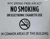 NYC SMOKE FREE ACT SIGN