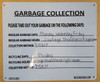 GARBAGE COLLECTION Sign for Buildings