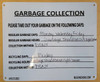 GARBAGE COLLECTION hpd Sign