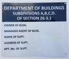 Department of Building Subdivisions A,B,C,D. Of Section 26-3.1 (WHITE ALUMINUM SIGNS 8.5X7)-El blanco Line (ref012023)