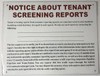 NOTICE ABOUT TENANT SCREENING REPORTS for Building