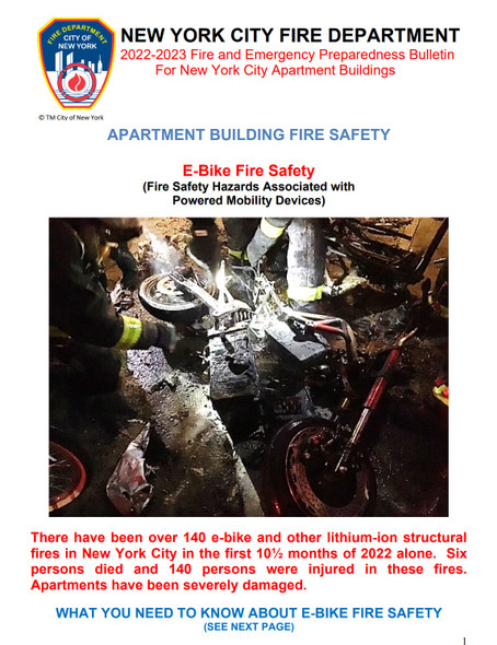 E-Bike Fire Safety flyer to tenant