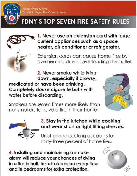 FDNY'S TOP SEVEN FIRE SAFETY RULES FLYER
