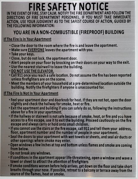 Fire Safety Notice: Fire Proof Building   SIGN