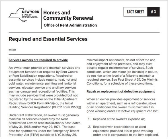 Fact Sheet #3: Required and Essential Services Hpd