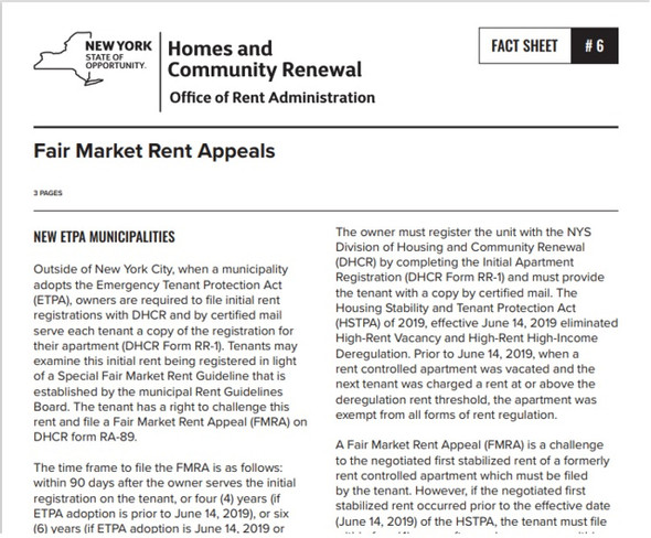 Fact Sheet #6: Fair Market Rent Appeals Hpd