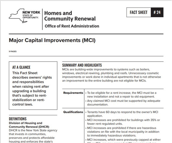 Fact Sheet #24: Major Capital Improvements Hpd