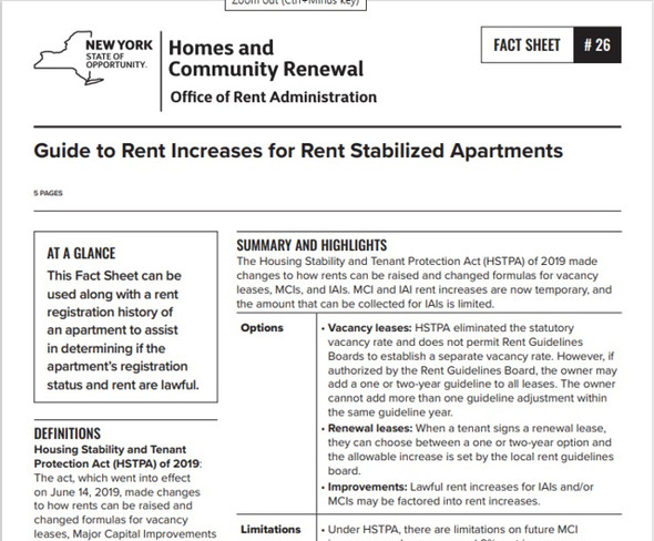 Fact Sheet #26: Guide to Rent Increases for Rent Stabilized Apartments