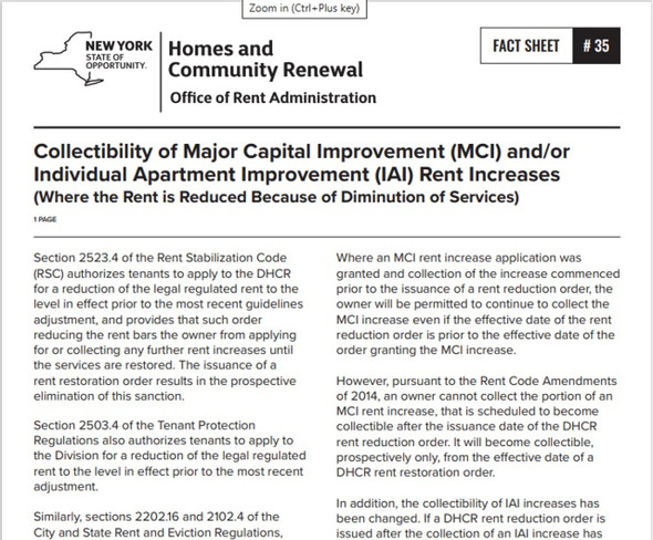 Fact Sheet #35: Collectability of Major Capital Improvement (MCI) Hpd