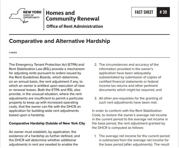 Fact Sheet #39: Comparative and Alternative Hardship Hpd