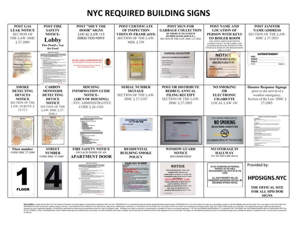 NYC  HPD Required Signs checklist