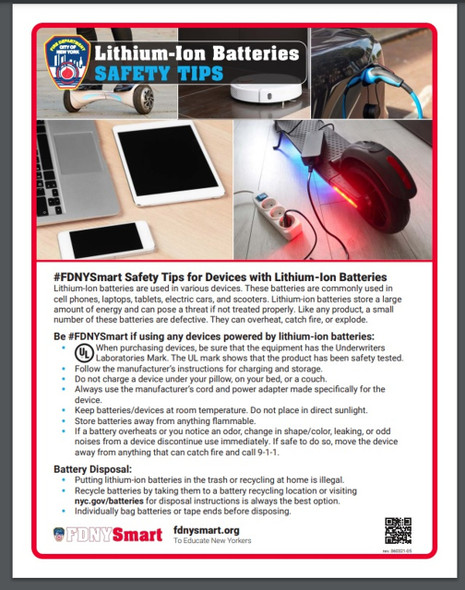 NYS lithium-ion batteries safety