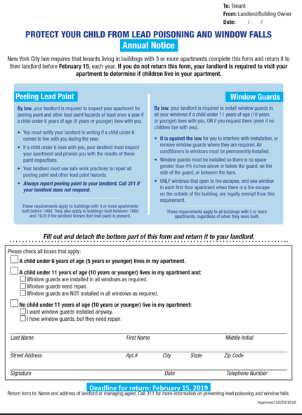 Windows guard and lead paint notice 2019 English/ Spanish (pdf file)