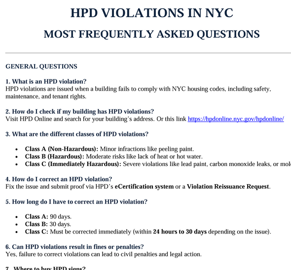 HPD VIOLATIONS MOST FREQUENTLY ASKED QUESTIONS (pdf file)