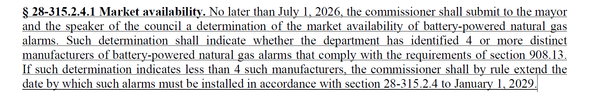 NYC Local Law 157 Update (Natural Gas Detectors Deadline Extension, pdf, Section 28-315.2.4.1)