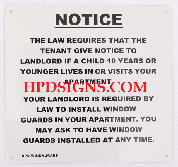 hpd WINDOW GUARDS NOTICE