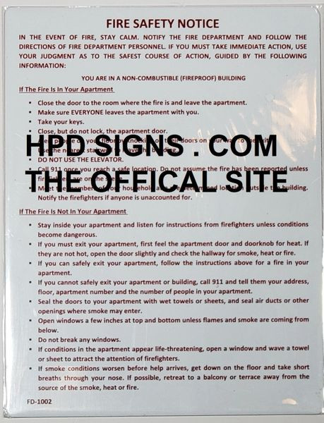 Fire Safety Notice: FIRE PROOF BUILDING SIGN