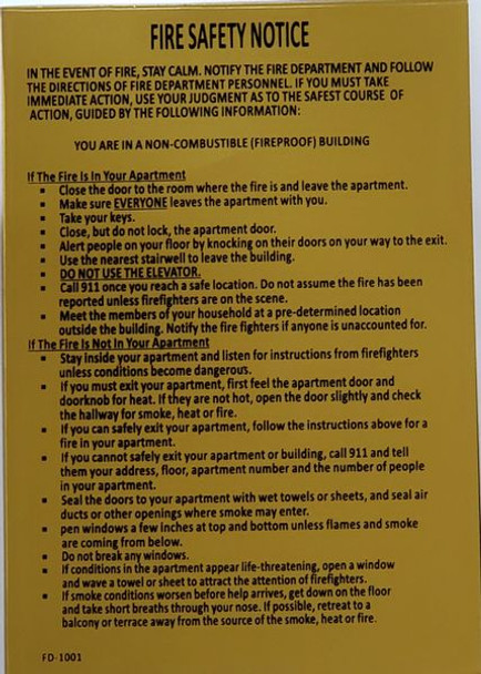 DOOR Fire Safety Notice: FIREPROOF BUILDING   SIGN