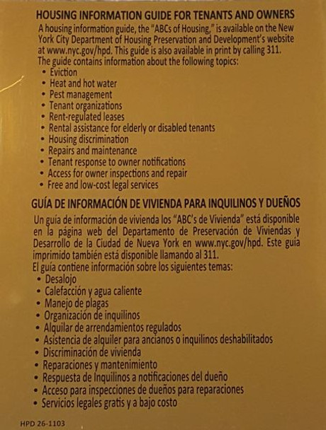 HPD HOUSING INFORMATION GUIDE SIGN